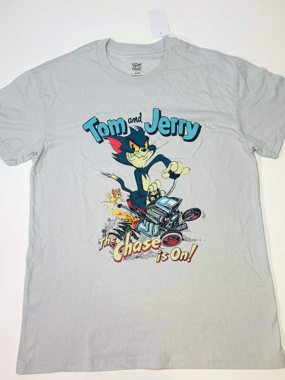 Tom and Jerry Light Gray Graphic tee T-Shirt - The Chase Is On!